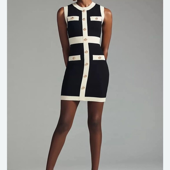 ENDLESS ROSE CONTRAST TRIM KNIT DRESS PETITE SMALL SLEEVELESS - Picture 3 of 9